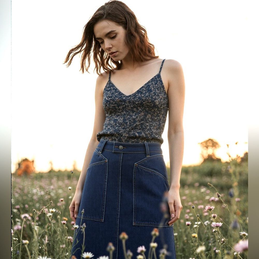 Veronica Beard Silk Dark Teal Floral Camisole Women’s Large Cami Top Fairy Boho - Picture 11 of 11